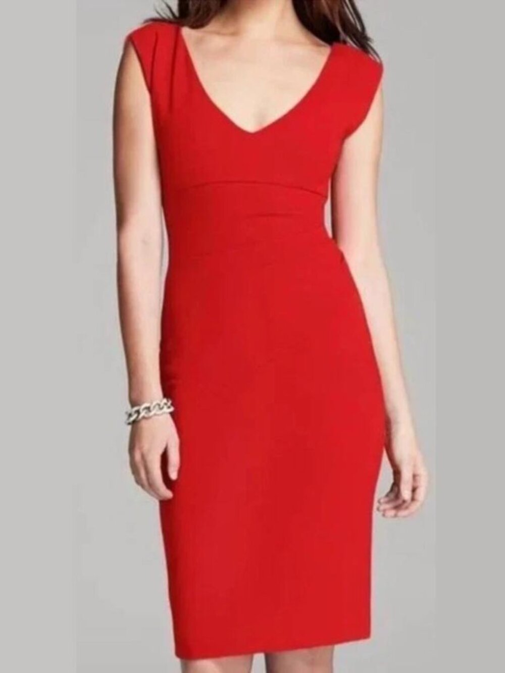 DVF Diane von Furstenberg Bevin Ceramic Ruched Sheath Dress in Poppy Red stretch